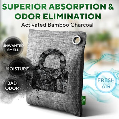 12-Pack Activated Charcoal Odor Absorber - Natural Charcoal Bags Odor Absorber for Fresh Home, Closet, Shoes, Car - Premium Bamboo Charcoal Air Purifying Bag - Effectively Removes Musty Smell & Odors