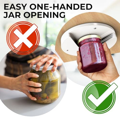 Under Cabinet Lid Jar Opener - for Weak Hands and Seniors with Arthritis - Heavy Duty, Allows to Easily Unscrew Any-Size Lid - Effortless Bottle & Can Opener for your Kitchen