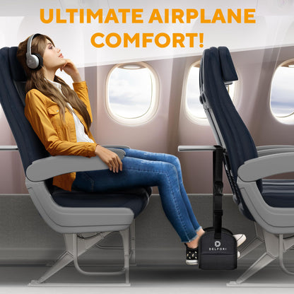 Portable Airplane Footrest for Airplane Travel - Comfortable Foot Hammock w/Memory Foam & Hardboard for No Feet Clashing - Ideal for Pain and Swelling Relief - Travel Essentials to Relax Your Feet