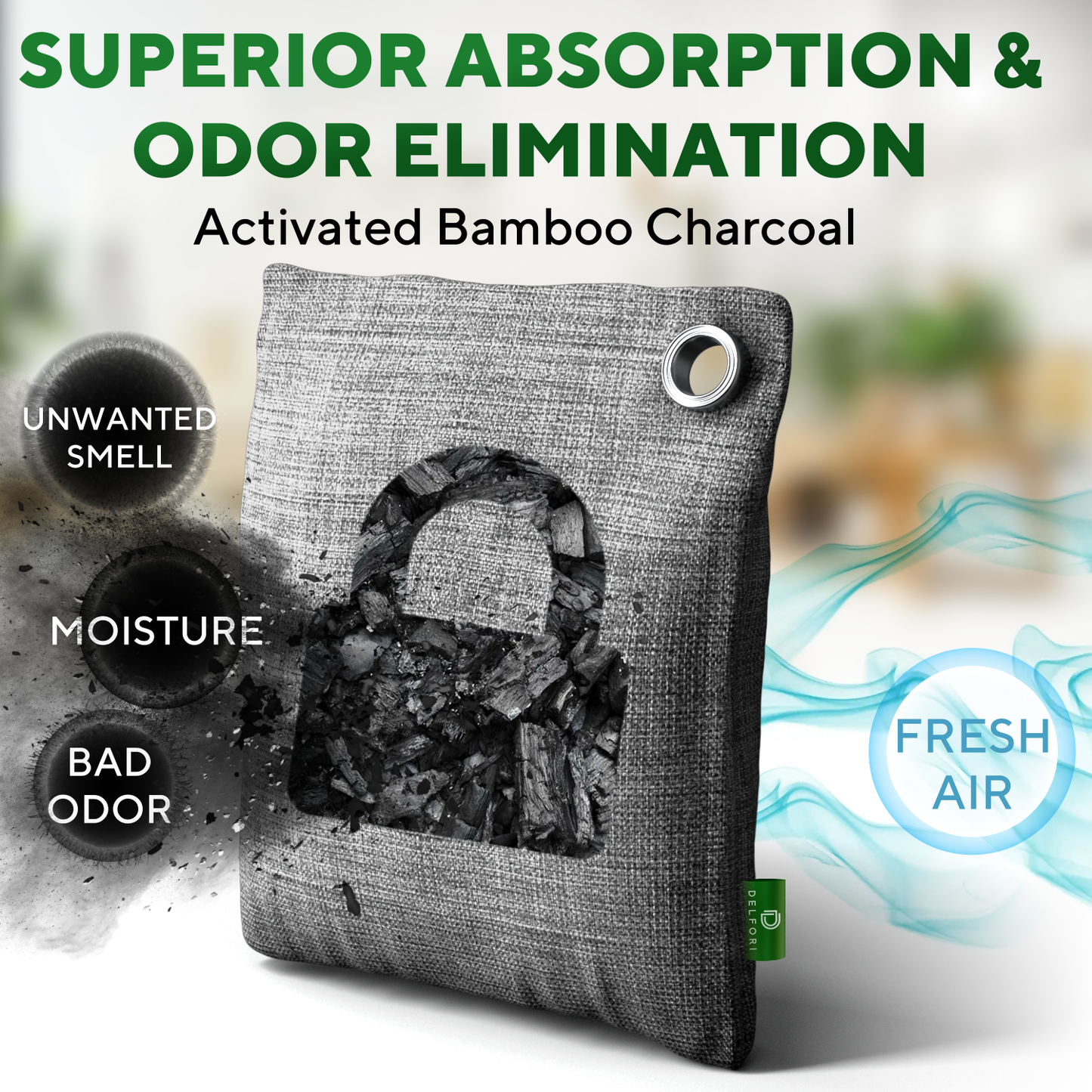 12-Pack Activated Charcoal Odor Absorber - Natural Charcoal Bags Odor Absorber for Fresh Home, Closet, Shoes, Car - Premium Bamboo Charcoal Air Purifying Bag - Effectively Removes Musty Smell & Odors